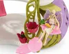 A close-up of a fairy figurine sitting on a leaf, holding a carrot and greens, as part of a toy playset. Náhľad obrázku produktu