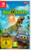 The cover art for the Nintendo Switch game "Dinosaurs: Mission Dino Camp" features a dramatic scene with a Tyrannosaurus Rex and a jeep in a jungle environment with a volcano in the background. Voir les images du produit