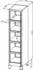 A technical drawing of a tall, narrow cabinet with multiple shelves and dimensions indicated. Voir les images du produit