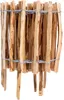 A close-up view of a rustic wooden fence segment made of thin, unevenly shaped wooden stakes bound together with wire. Produktbild-Vorschau
