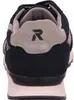 The back view of a blue and gray sneaker with a prominent 'R' logo on the heel. Voir les images du produit