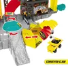 A toy construction site playset with a conveyor belt, claw, and dump truck. Produktbild-Vorschau