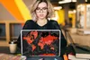 MuchoWow® Laptop Aufkleber Sticker Cover Weltkarte - Rot - Produktbild-Vorschau 5