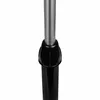 Close-up shot of the base of a silver pole with a black plastic adjustment knob. Voir les images du produit