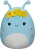 A blue plush toy alien with a flower crown on its head, set against a white background. Podgląd zdjęcia produktu