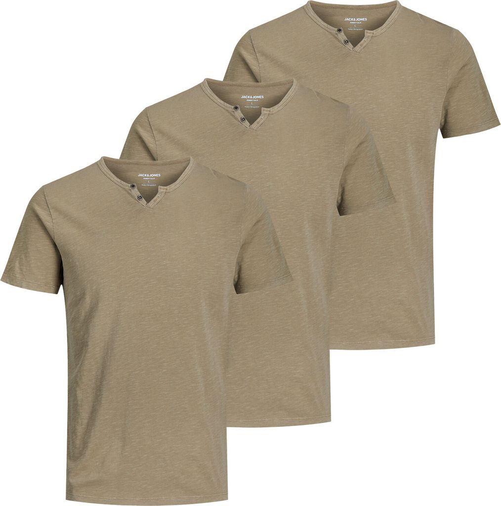 3er Pack JACK & JONES Herren T-Shirts JJESPLIT Neck Tee SS