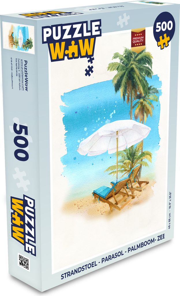 MuchoWow Puzzle 500 Teile Strandkorb - Sonnenschirm - Palme - Meer - Denken - Spiel - Toy