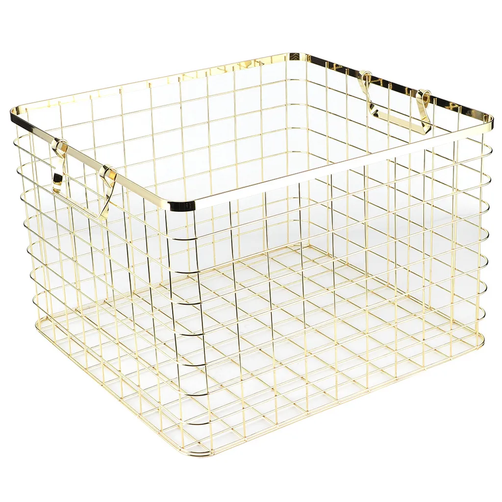 Panier de rangement en acier inoxydable argenté pour linge et vêtements