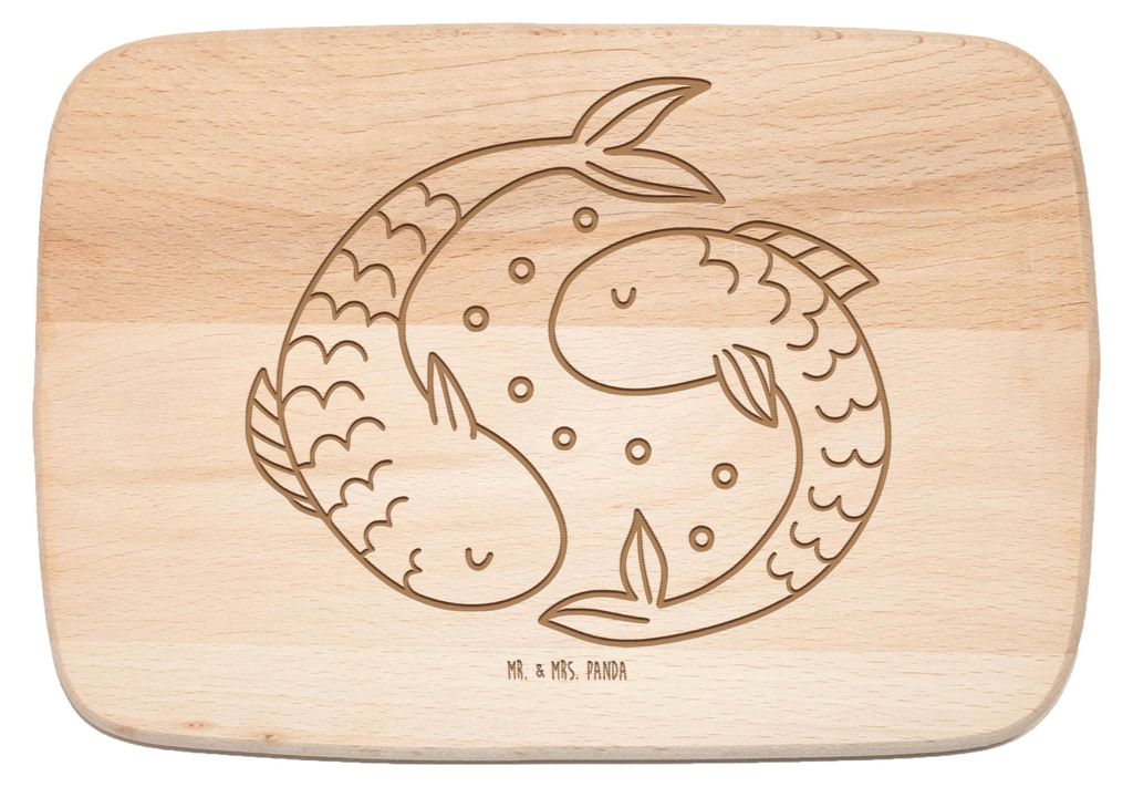 Mr. & Mrs. Panda Holzbrett Sternzeichen Fische - Transparent - Geschenk, Schneidebrett, Holzbrettchen, Geburtstag Februar, Sternbild, Frühstücksb...