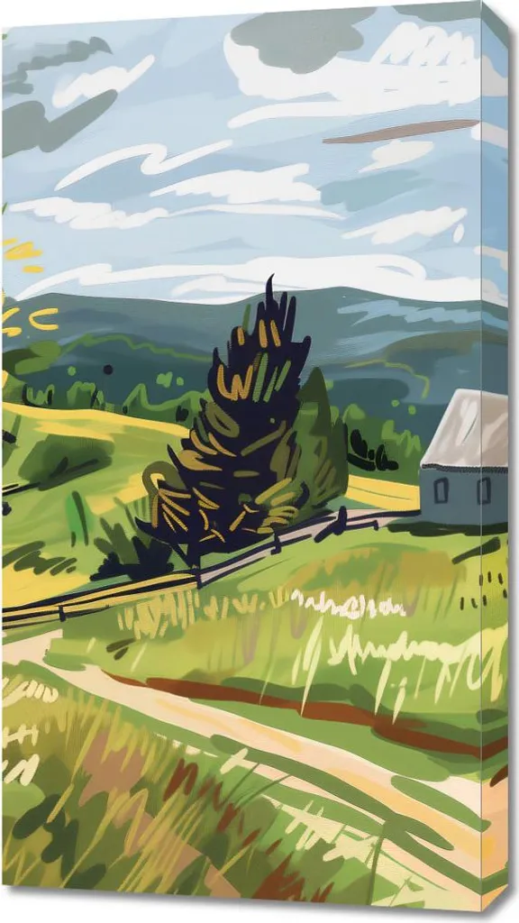 Quadro 50x90 Campagna Rigogliosa - Finestra sulla Natura per Interni