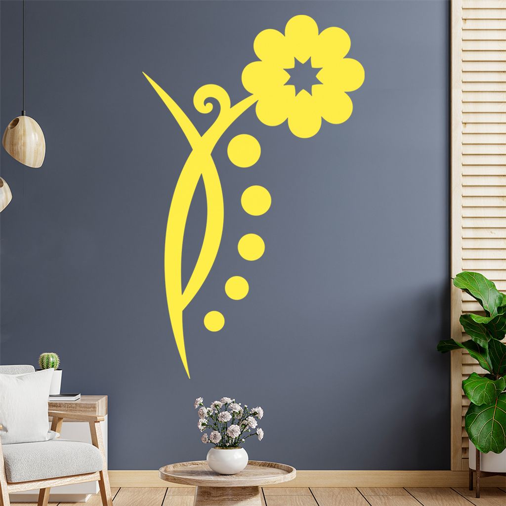Blume - Linien Punkte Wandtattoo in 6 Größen - Wandaufkleber Wall Sticker - Dekoration, Küche, Wohnzimmer, Schlafzimmer, Badezimmer