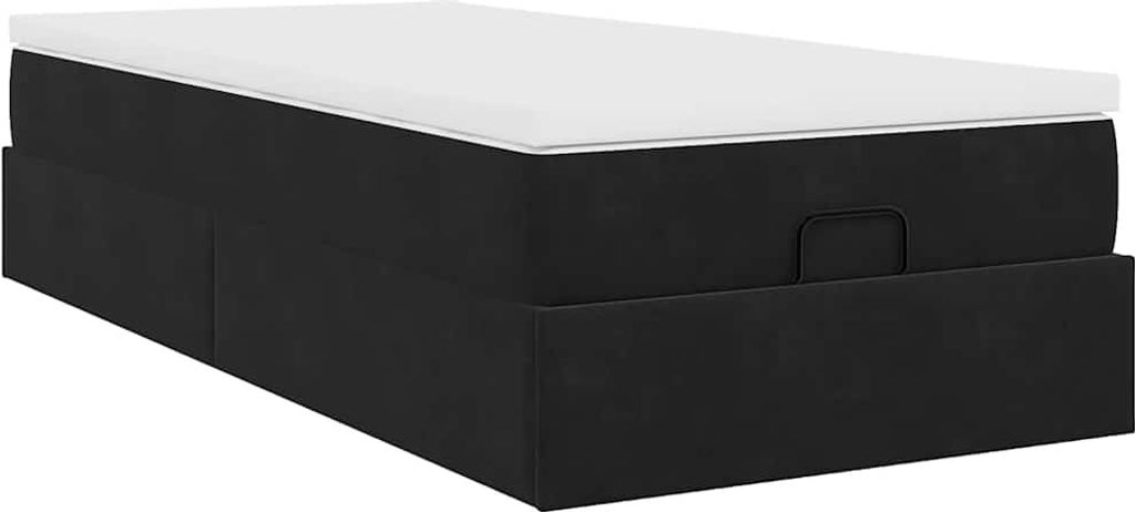 Ottoman-Bett mit Matratze Schwarz 90x190 cm Samt