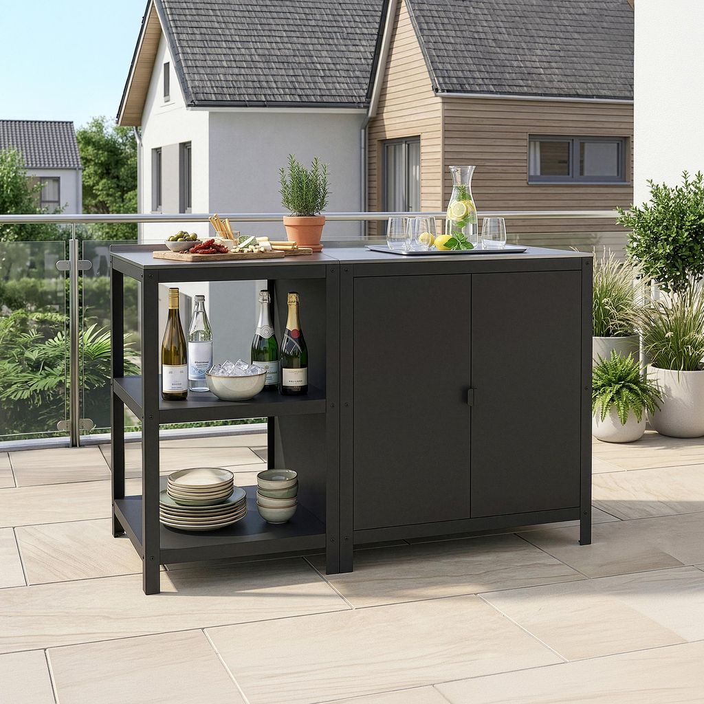 Outdoorset 'Bolognano' Standregal und Schrank Stahl Produktbild 