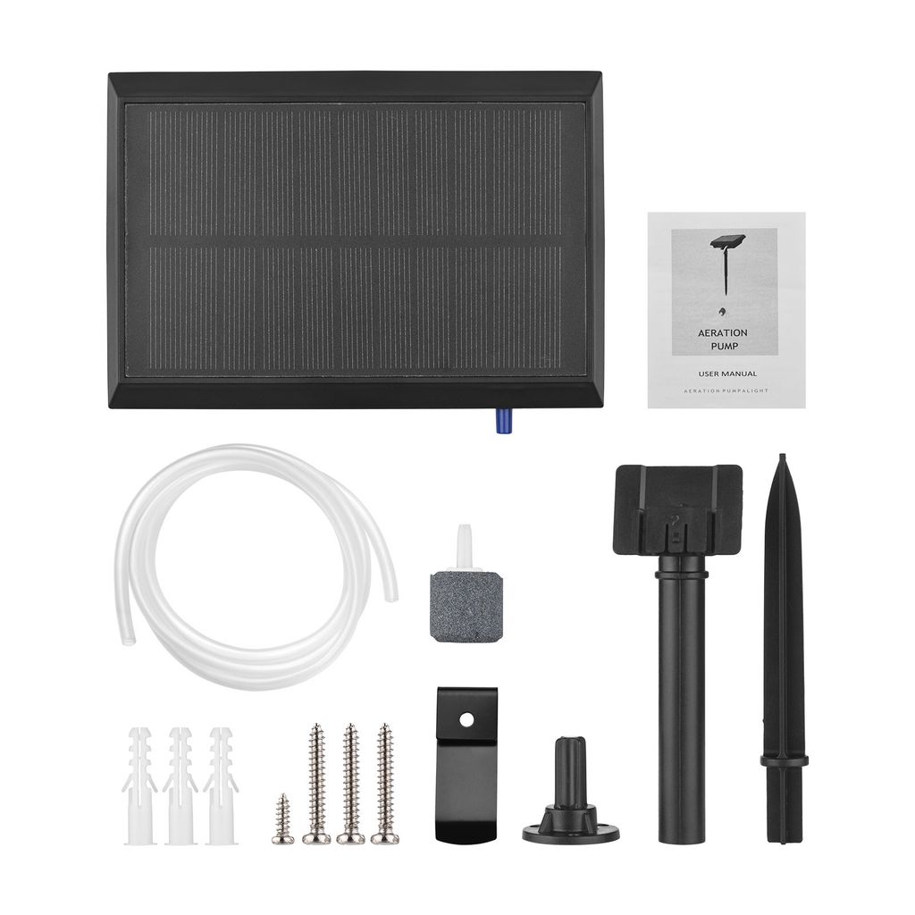 5.5V 1.5W Solar-Luftpumpe Aquarium Oxygenator mit Aquarium Rohr & Luftblasenstein Outdoor Teich Sauerstoffpumpe Beluefter Wiederaufladbar zum Angel...