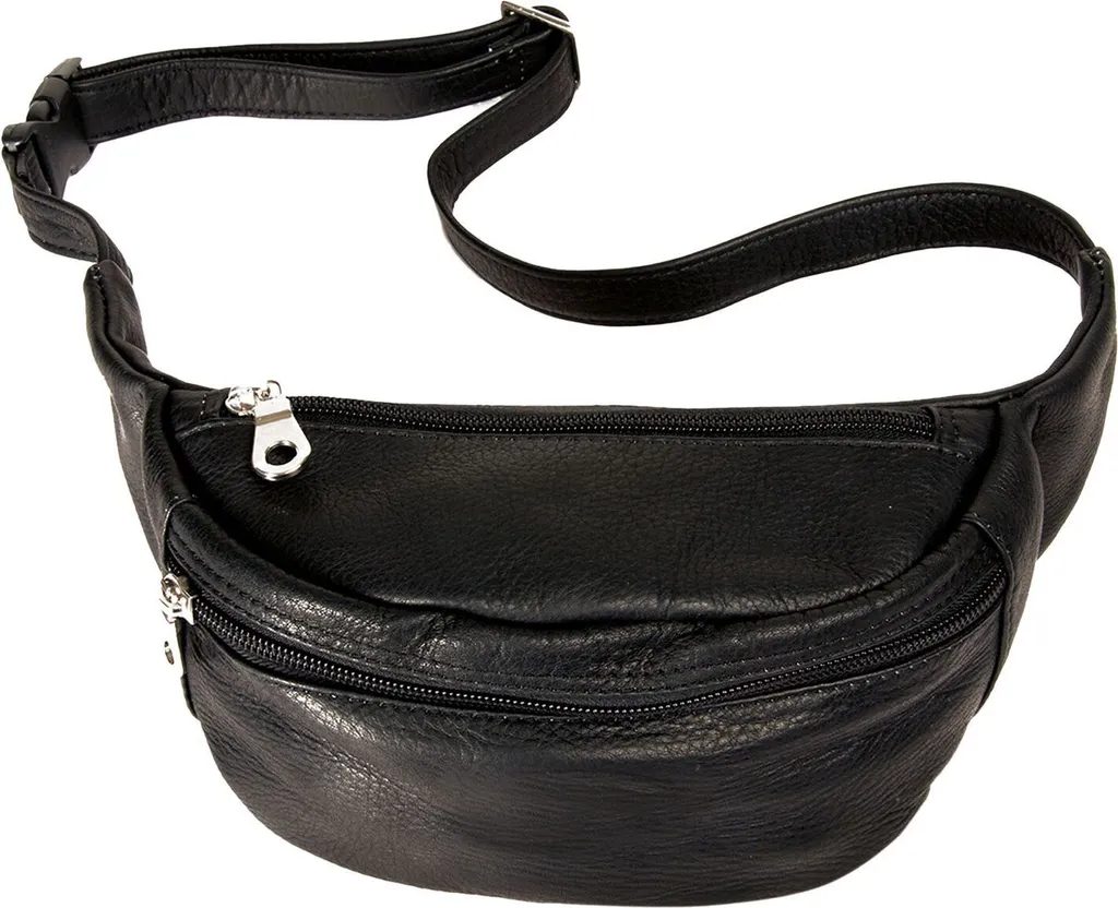 HAROLD'S Country Hipbag Plain Black - Sac banane en cuir noir véritable