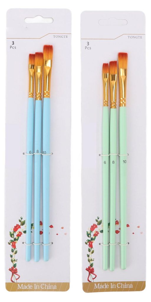 6er-Pack Flachpinsel mit leicht zu reinigenden Nylonborsten, Aluminiumzwinge, Pappelholzgriff šC ölmalpinsel für Künstler