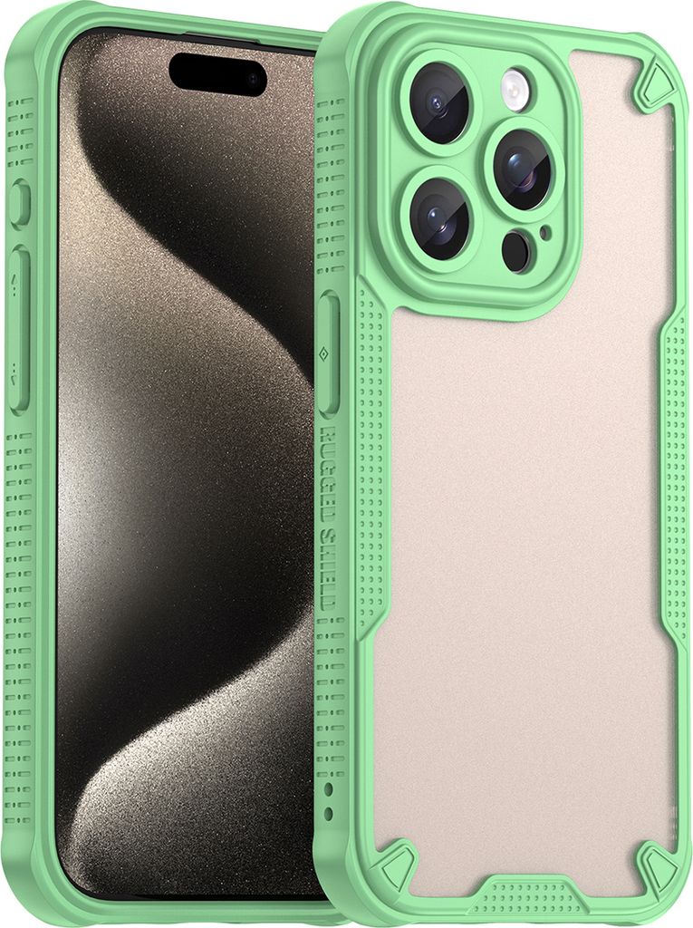 Schutzhülle für iPhone 15 Pro, transluzente matte Rückseite, TPU Bumper Case Grün
