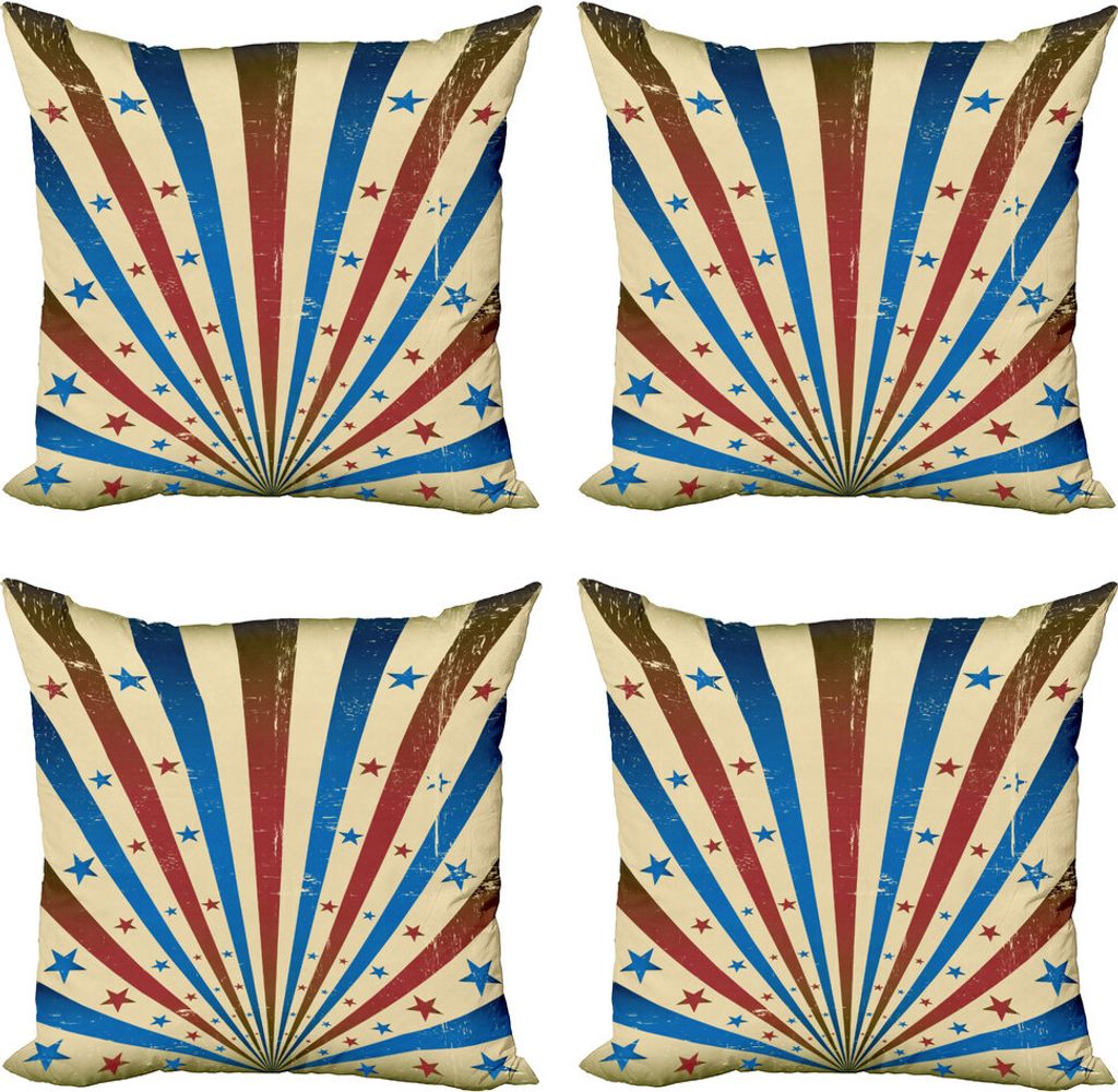 ABAKUHAUS Zirkus Kissenbezug Set (4 Stück), Flaggenfarbe Hintergrund, Moderner Doppelseitiger Digitaldruck, 60 cm x 60 cm, Mehrfarbig