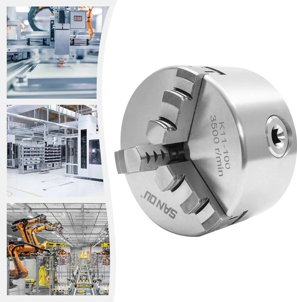 Mandrino - 3 ganasce autocentrante - 80 mm - Manuale - Per CNC e macchine utensili - Argento - 8