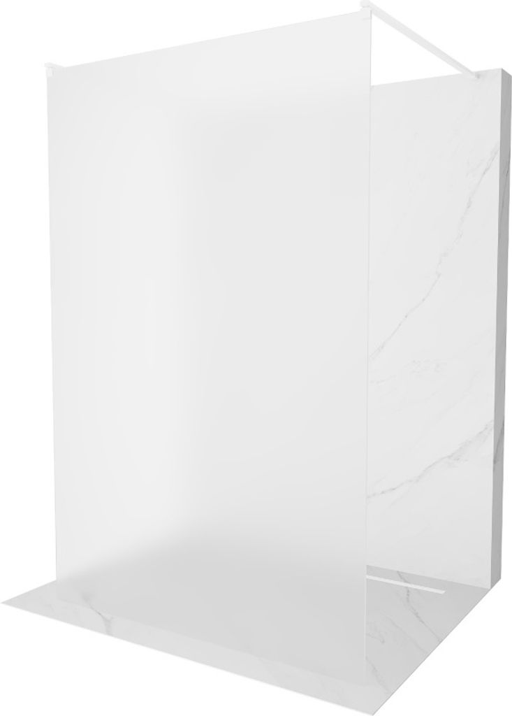 Mexen Kioto freistehende Duschwand 100 x 200 cm, Frost 8 mm, Weiß - 800-100-002-20-30