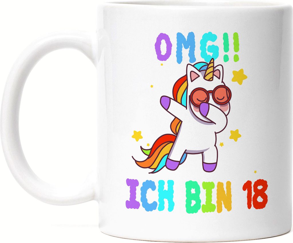 OMG! Ich Bin 18 Tasse Unicorn Einhorn Dap Lustig Geschenkidee zum 18. Geburtstag