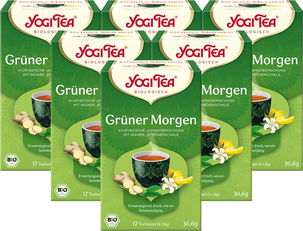 6 xYOGI TEA Grüner Morgen | 6 x 30,6g