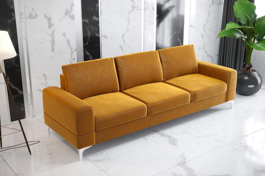 Wohnzimmer Design Textil 3 Sitzer Weiß Elegant Modern Sofa Couch Polsterung Neu