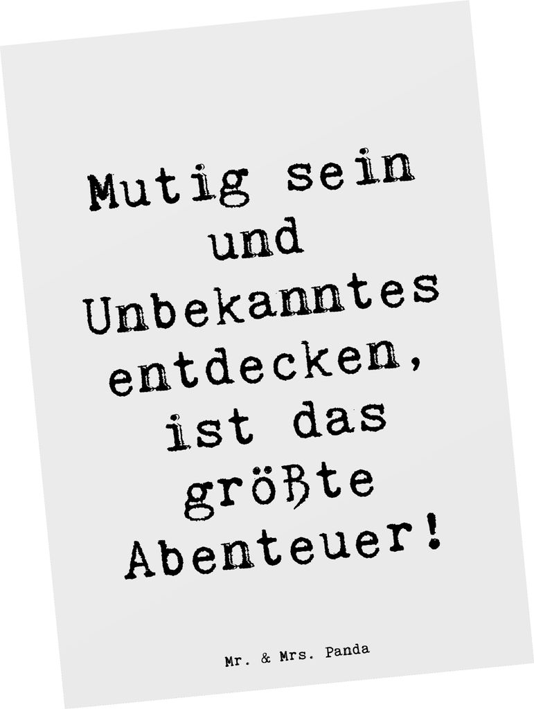 Mr. & Mrs. Panda Postkarte Spruch Unbekannte Orte erkunden - Weiß - Geschenk, Mut, Entdeckungsfreude, neue, Ansichtskarte, Ungewissheit umarmen, P...
