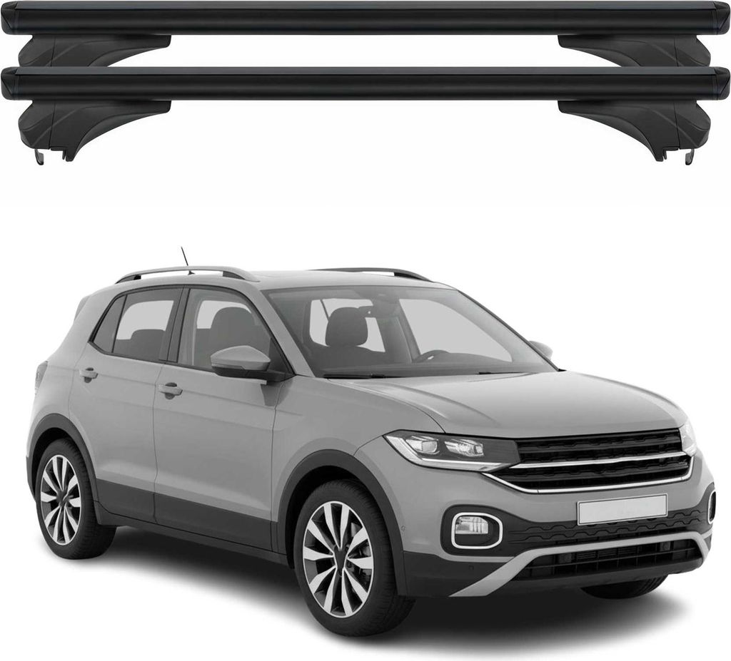 Menabo Dachträger Grundtäger für VW T-Cross 2024-2025 FL Aluminium Schwarz 2 tlg