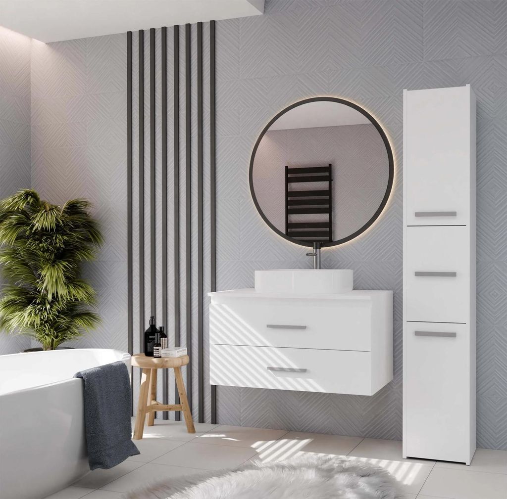 NEL 80 Badezimmer-Waschtischunterschrank, weiß, Produktbild 