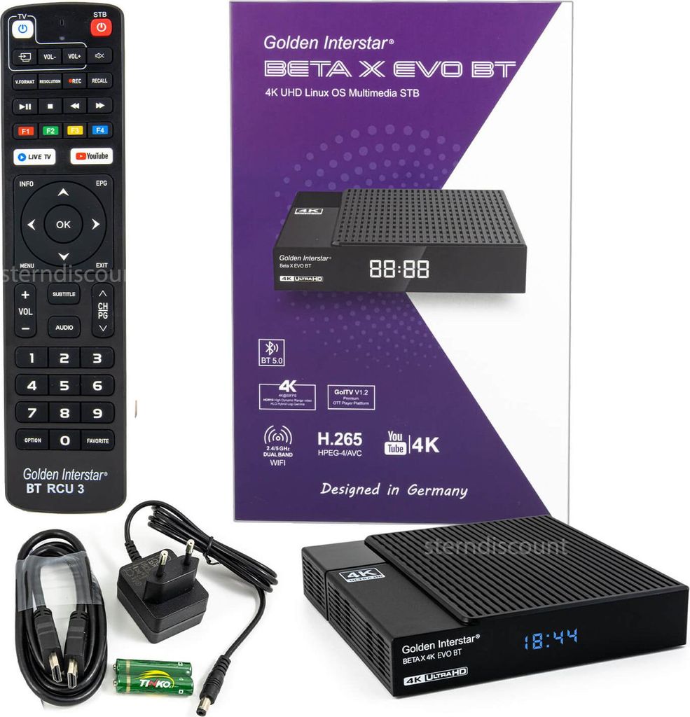 Golden Interstar Beta X EVO BT – 4K OTT IPTV Box mit Bluetooth-Fernbedienung | 9