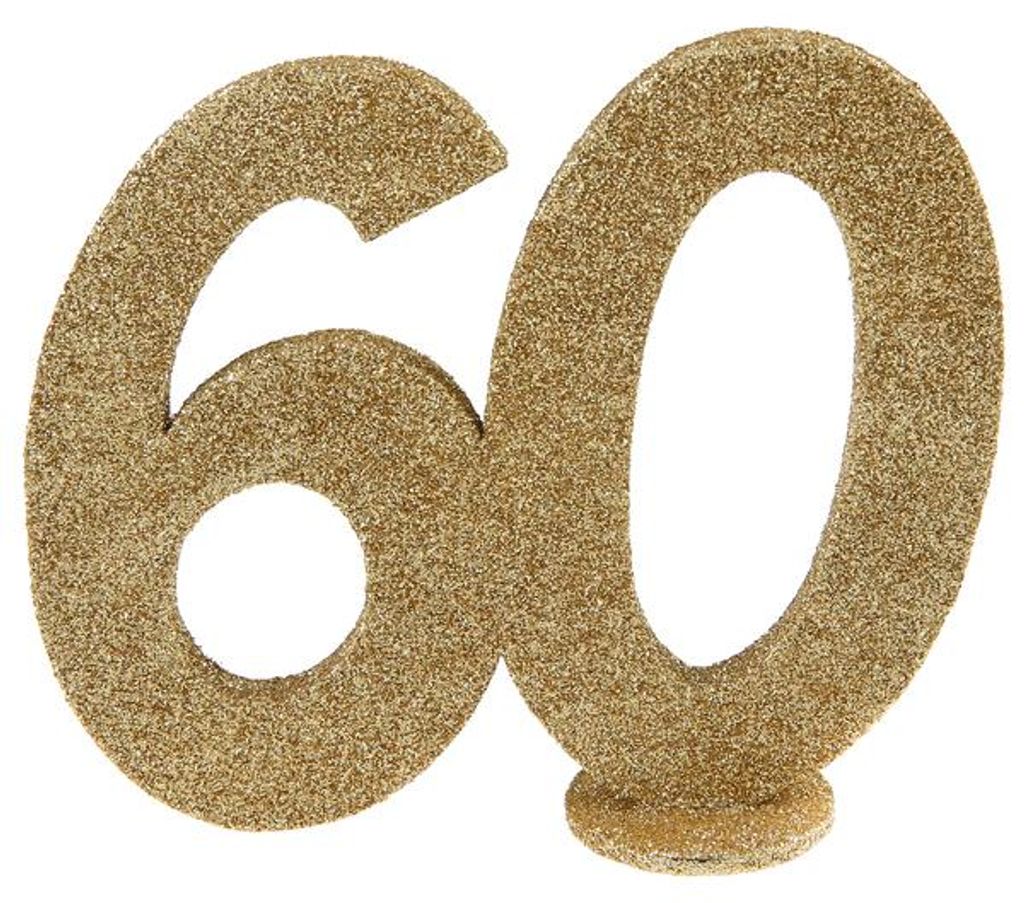 60. Geburtstag gold glitzer Tischdekoration 11x 10 cm Zahl Produktbild 