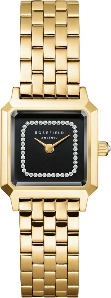 Rosefield Boxelle BBGSG-B09 Montre Femme Noire sertie de Cristaux