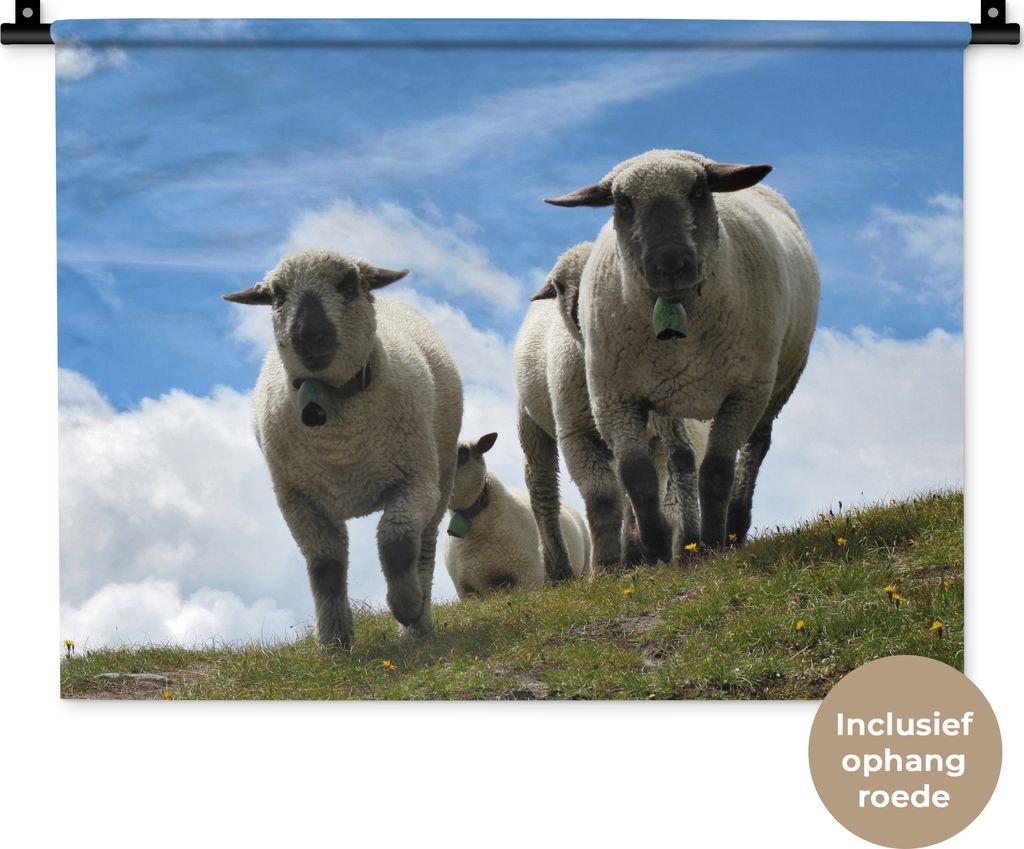 MuchoWow Wandteppich Wandbehang Schafe - Berge - Alpen 60x45 cm Tapisserie Dekoration Wandtuch - Das Schlafzimmer