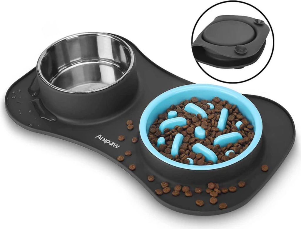 Slow Feeder Hundenäpfe 3 in 1 Edelstahl Hundefutter und Wassernäpfe