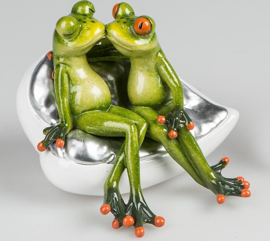 Lustige Frösche Figur Frosch Froschpaar auf Couch  Poly 13 Produktbild 