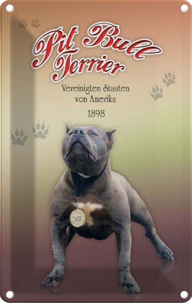 vianmo Blechschild 18x12 cm Hund Pit Bull Terrier Amerika Produktbild 