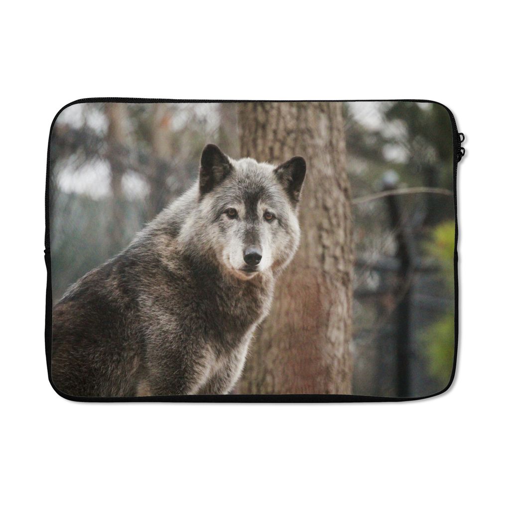 MuchoWow Laptop Hülle 13 Zoll Wolf - Wald - Baum Laptoptasche - Laptophülle - Sleeve - Rundumschutz