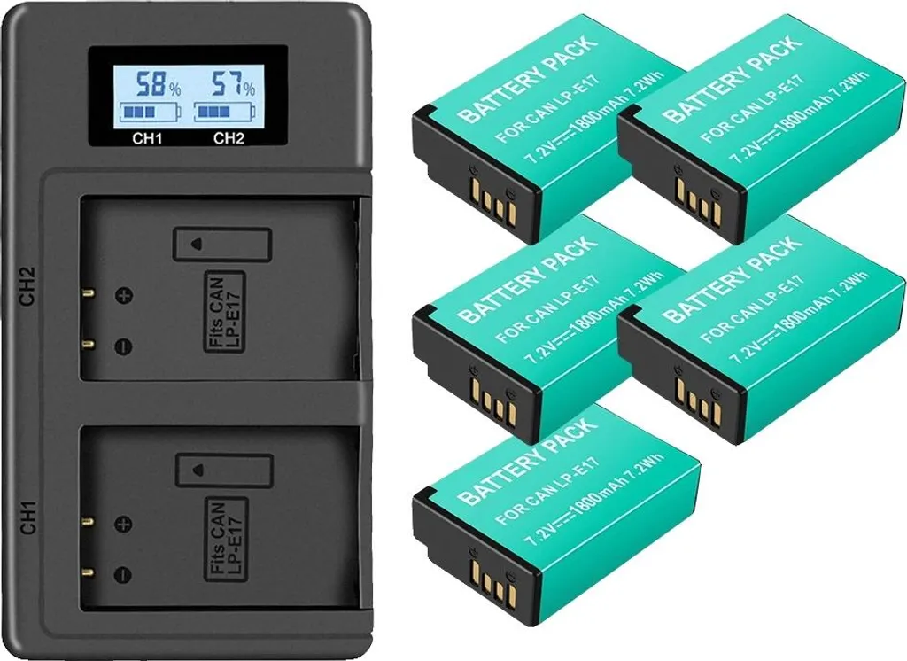 Pack de 5 Batteries Photo Rechargeables et Chargeur Secteur Universel