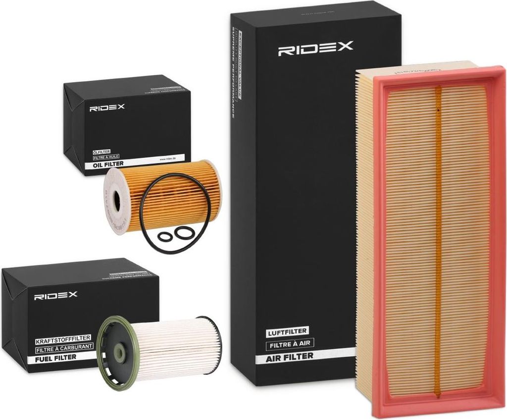 RIDEX Filterset Inspektionspaket Filtersatz für VW Golf IV Schrägheck (1J1) GOLF VI (5K1) Golf V Schrägheck (1K1) TOURAN (1T1, 1T2) Passat Variant