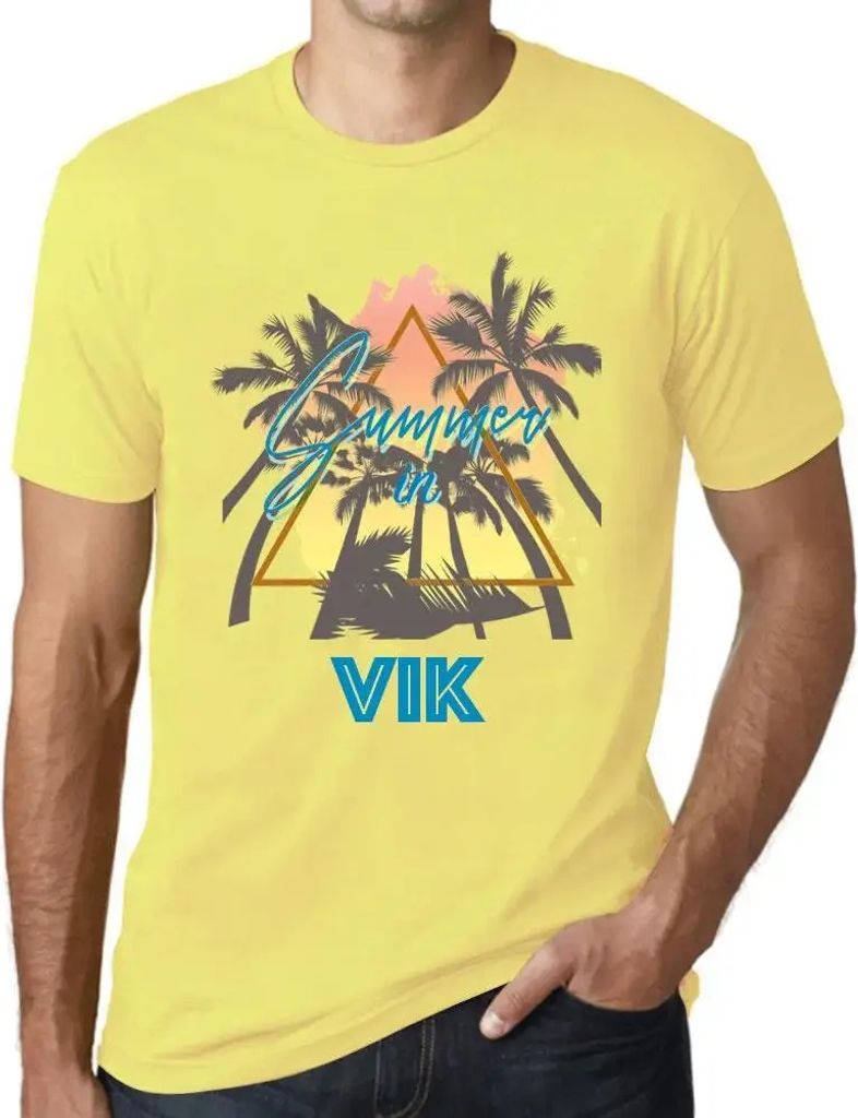 Herren Grafik T-Shirt Palme Sonnenschein Sommer in Vik – Palm, Sunshine, Summer In Vik – Öko-Verantwortlich Vintage Jahrgang Kurzarm Lustige D...