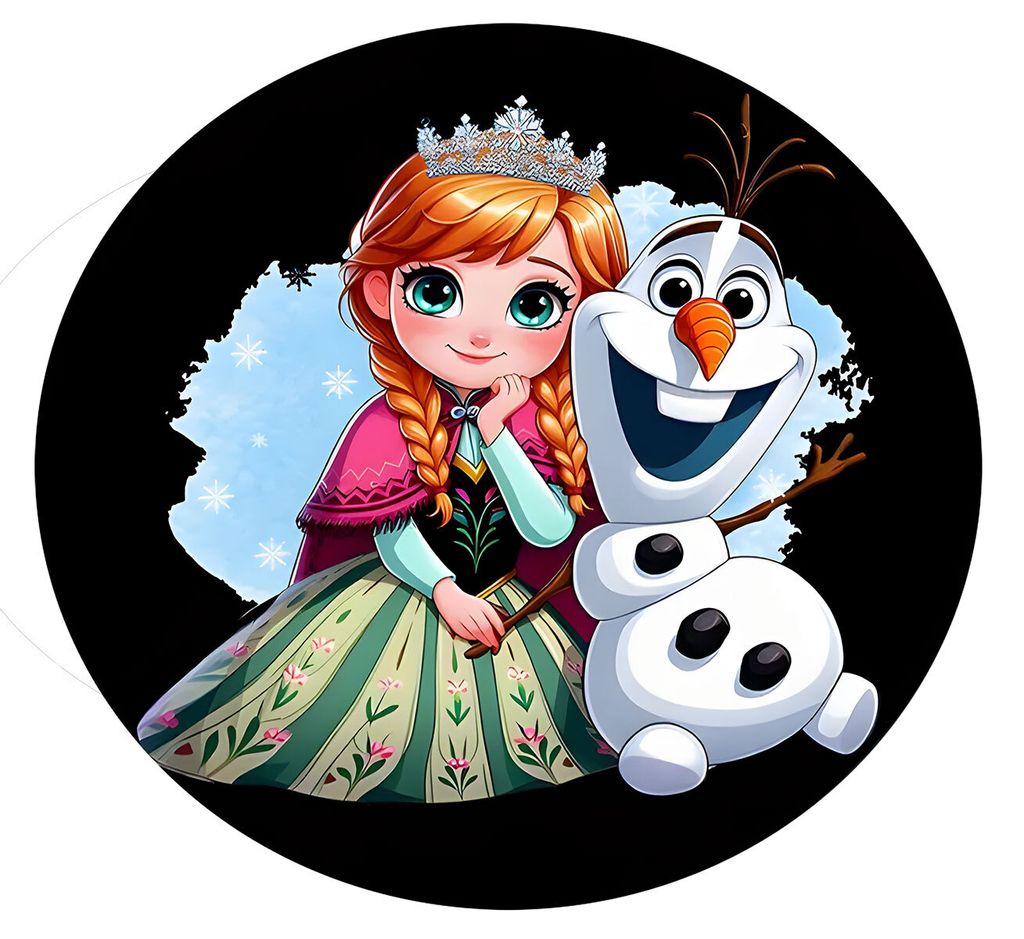 Runder Teppich Frozen 120cm - Kleine Prinzessin Anna und Olaf