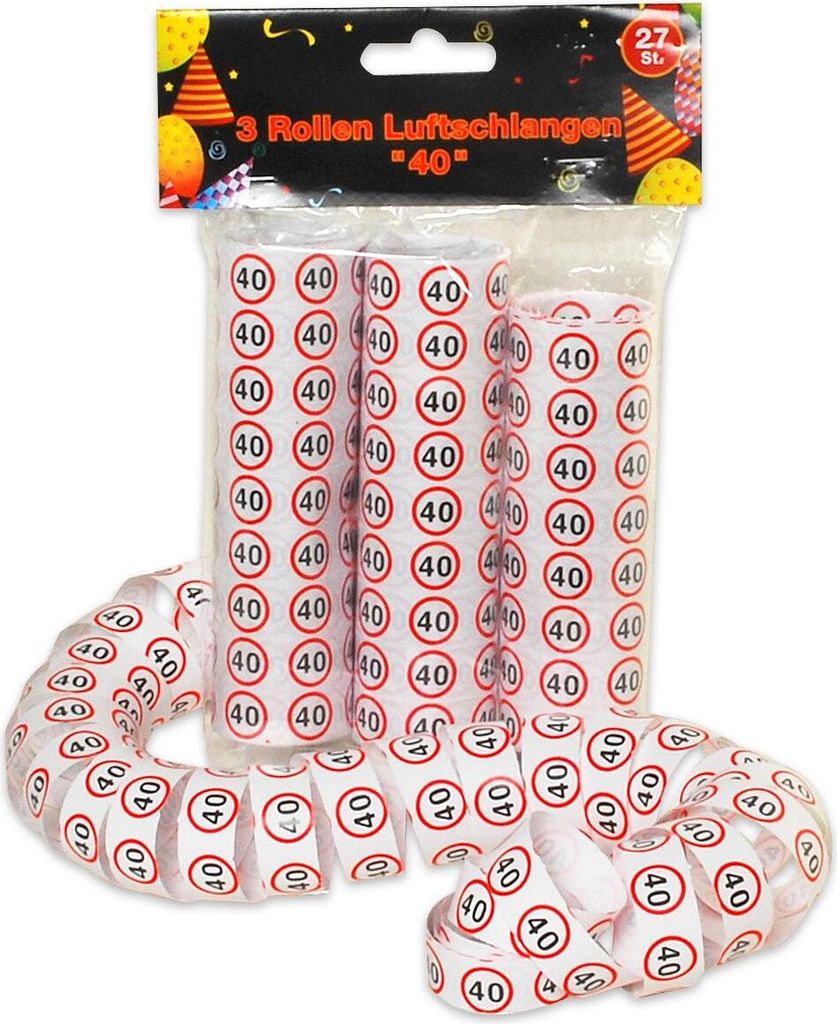 Udo Schmidt 11481 - Luftschlangen 40 , 3 Rollen- zum 40. Geburtstag