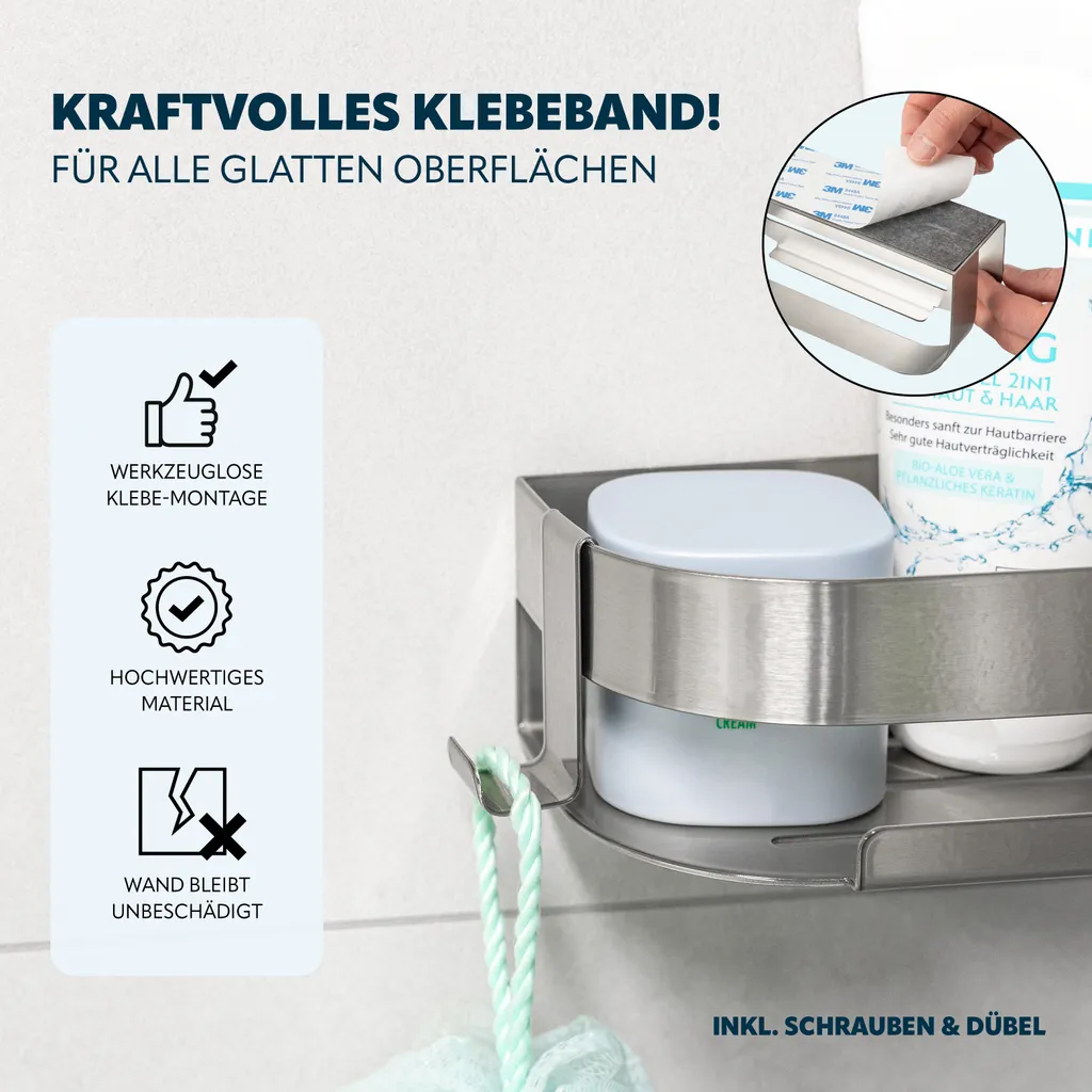 Rangement Douche Set de 2 pour Shampoing et Savon - Inox Durable - 3