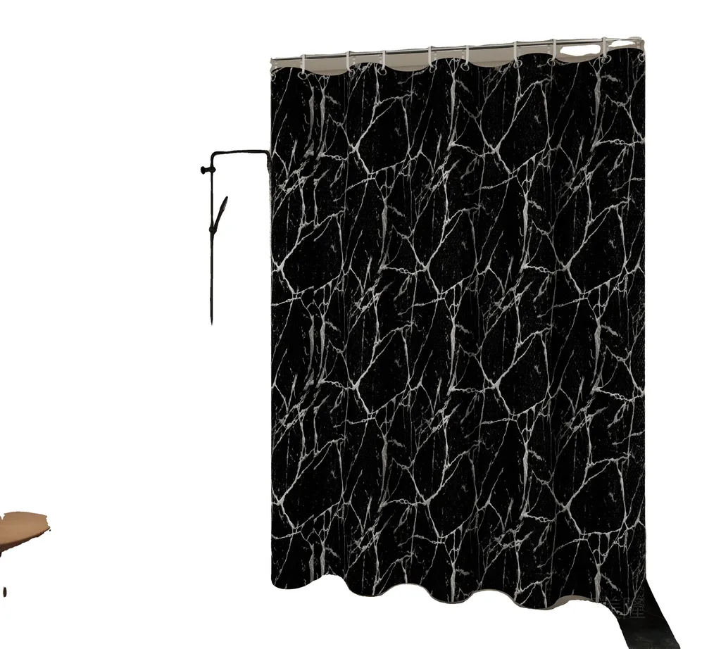 Rideau de douche marbre noir style géométrique classique 150x180 cm