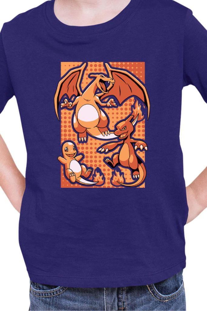 Kinder T-Shirt Japan Manga Anime Comics Pokemon 020, / Dunkelblau