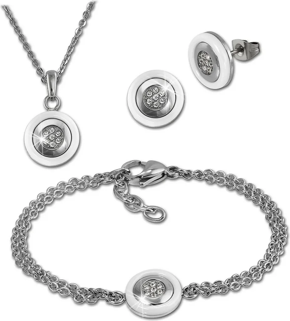 Orecchini Amello D2ESSX31W Acciaio Inox e Zirconi Bianchi Lucidi