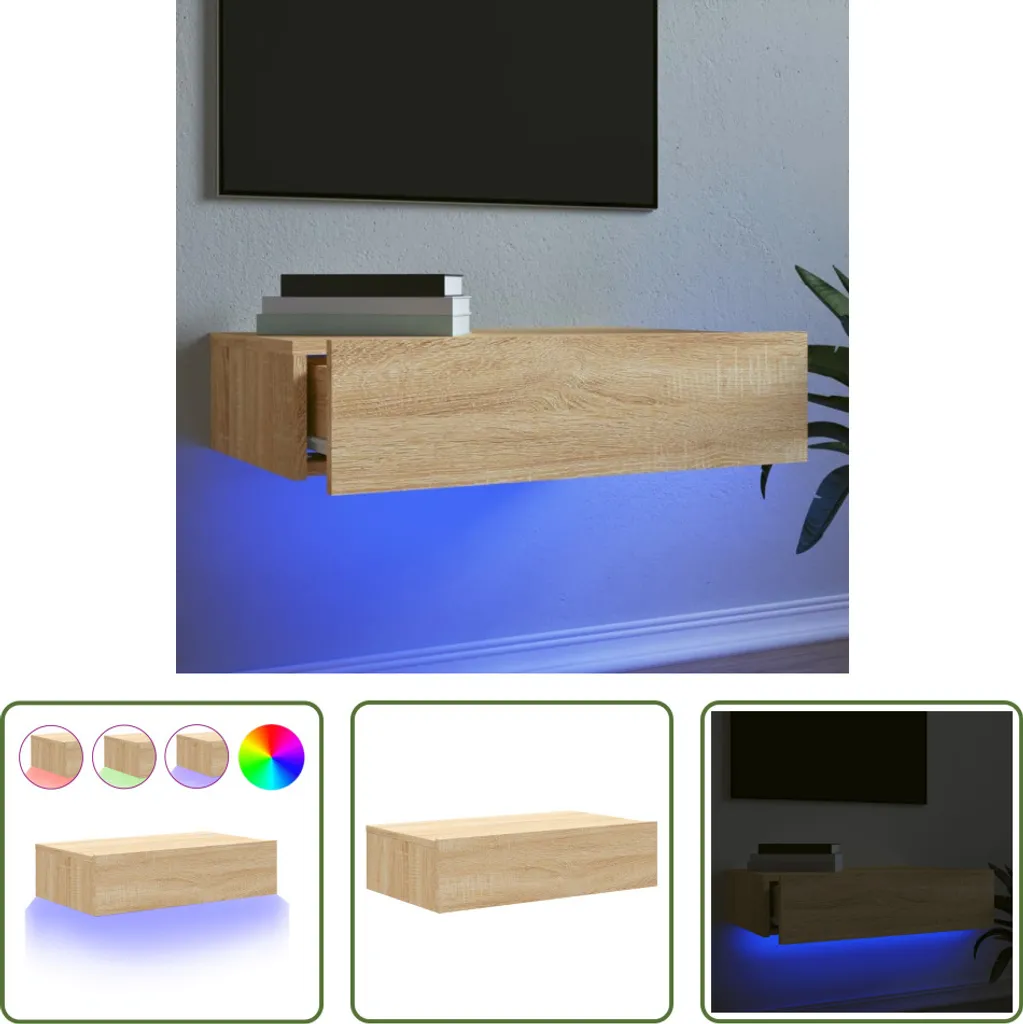 Supporto TV Rovere Sonoma 60x35x15.5cm con Luci LED RGB Moderne