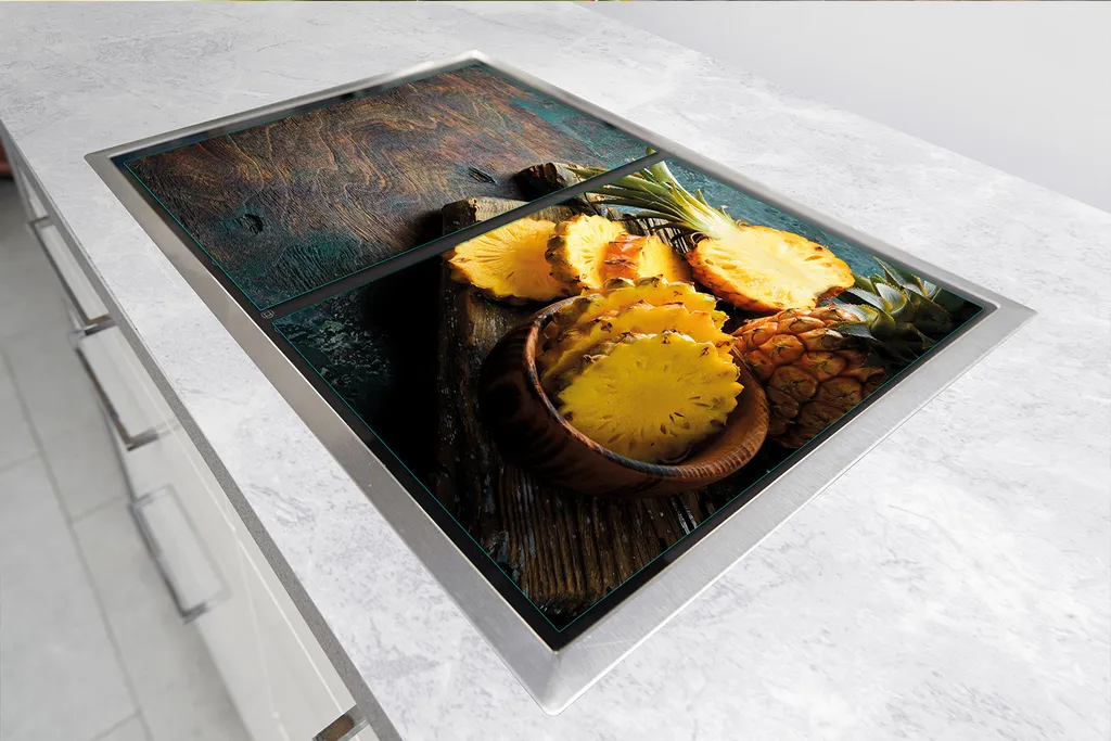TMK ArtDeko Piastre di copertura per piano cottura in ceranfeld 2 pezzi 70 x 52 cm | copertura per piano cottura cottura elettrico a induzione | paraschizzi | tagliere in vetro |Cactus