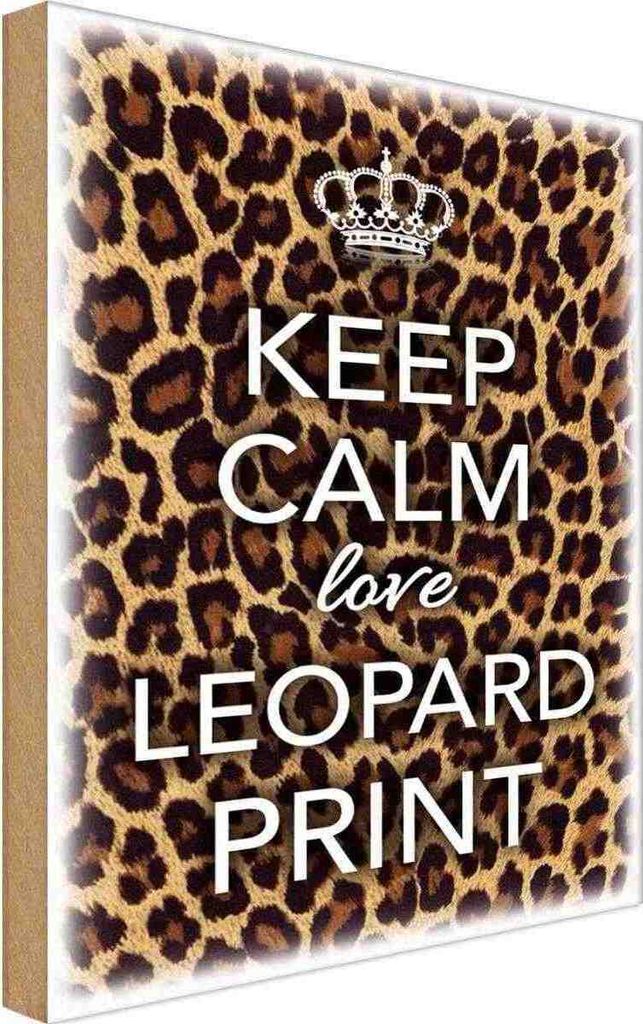 vianmo Holzschild 30x20 cm Keep Calm love leopard print